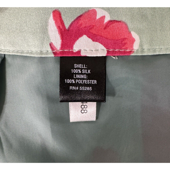 Express Skirt Women 6 Green Pink Floral Design Studio A-Line Skirt Silk Colorful - Picture 7 of 8